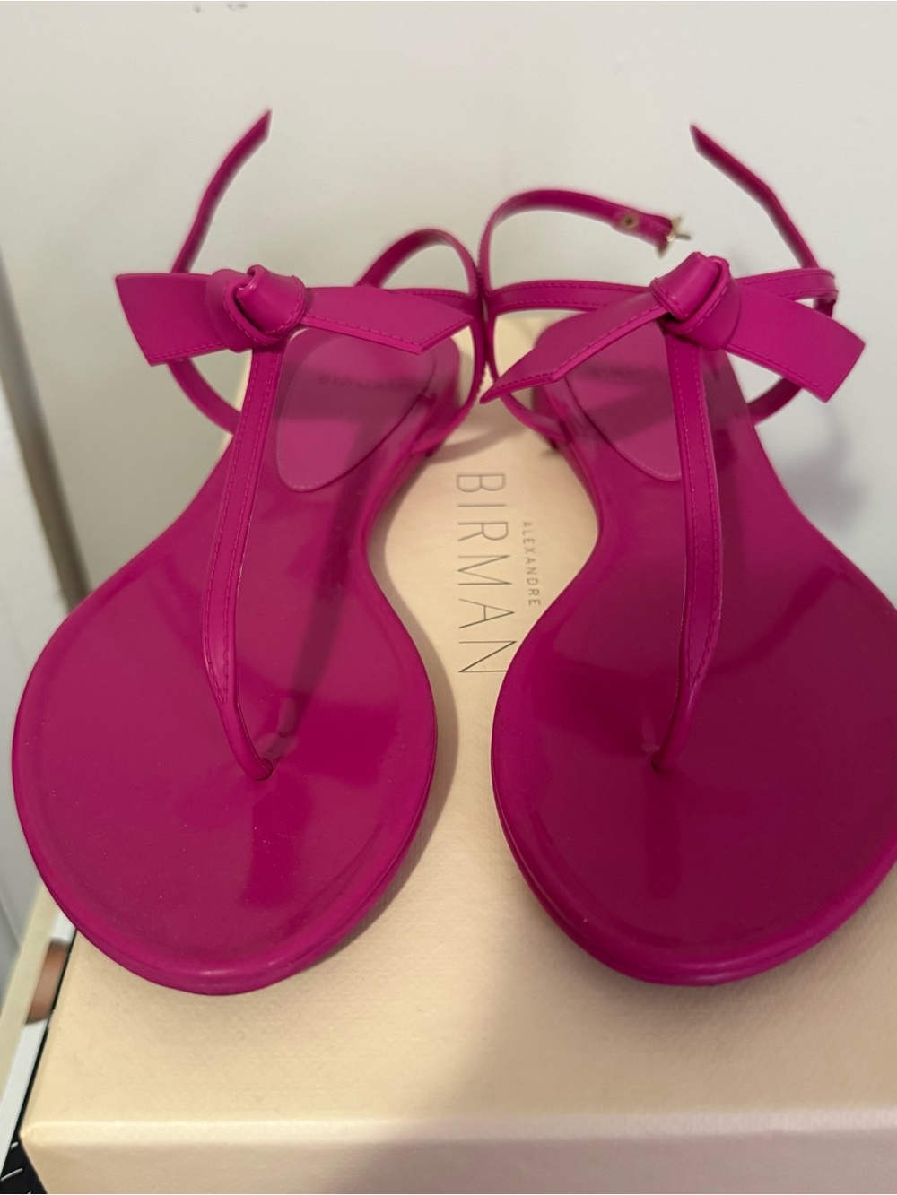 Alexandre Birman Clarita Jelly Pink Bow Thong Sandals Flats Size 37